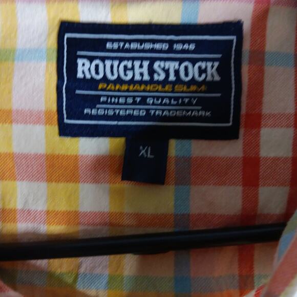 Panhandle Slim Rough Stock Shirt Mens XL Yellow Plaid Western Dress Button Down - Picture 6 of 14